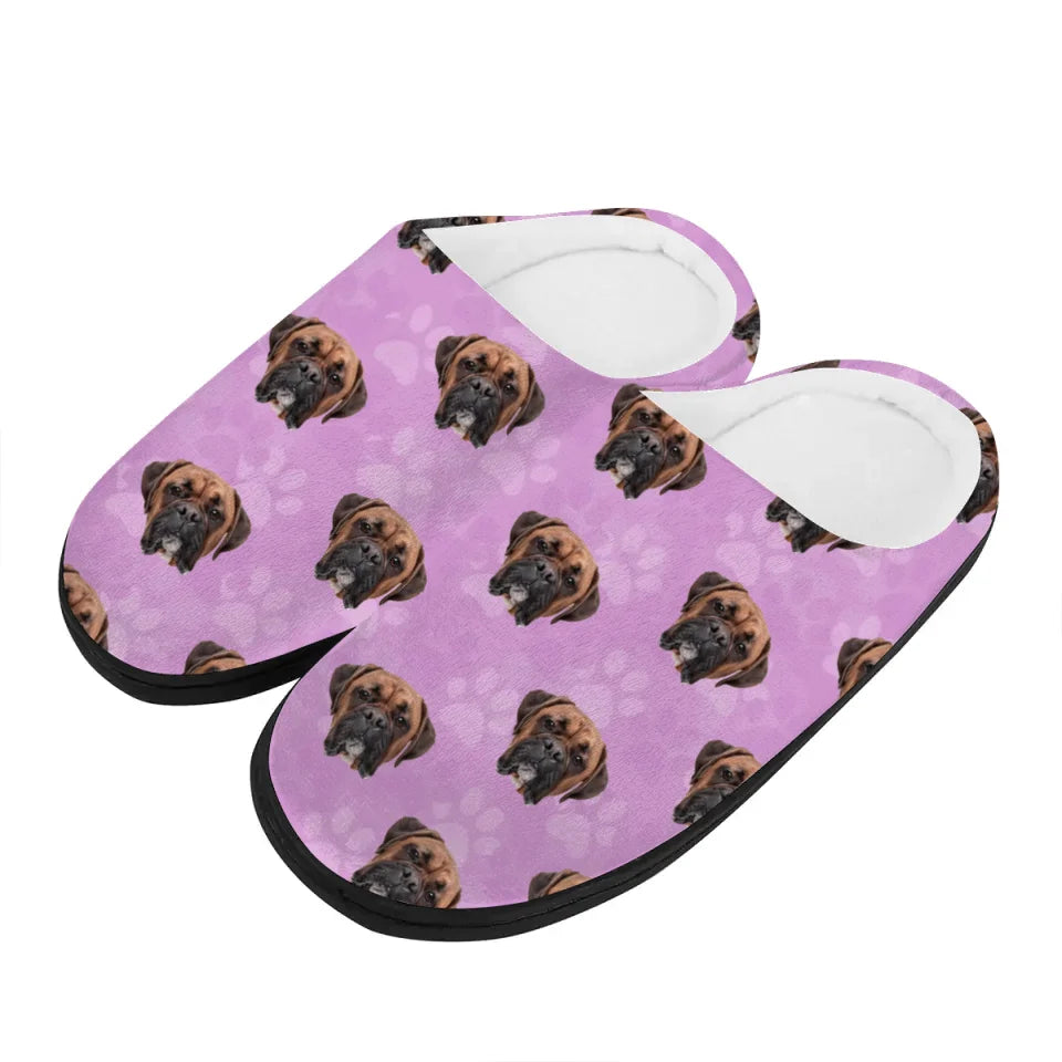 Personalized Photo Pet Slippers, Custom Unisex Plush Slippers, Gift For Pet Owners, Pet Lovers